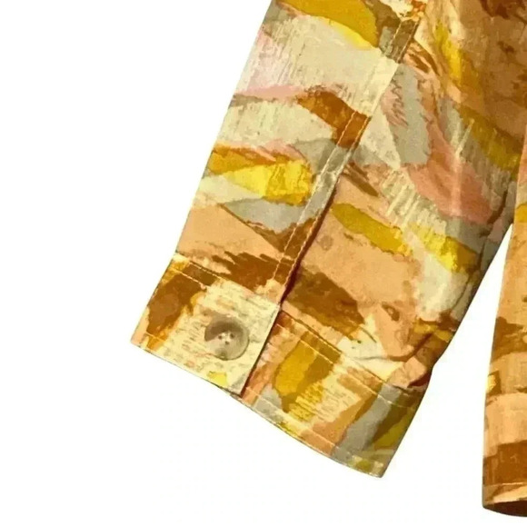 Pendleton Top S Multi Watercolor Silk Lightweight Button Down Chest Pockets NWOT - Picture 5 of 7